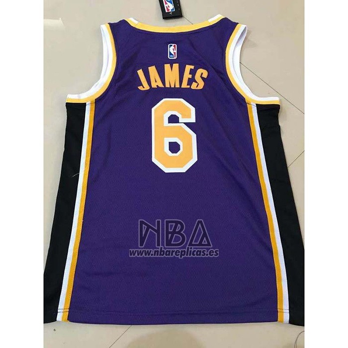 Camiseta Los Angeles Lakers LeBron James NO 6 Statement 2021-22 Violeta